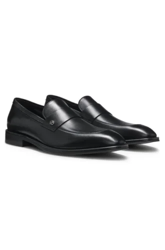 Leather loafers with Double B monogram trim
