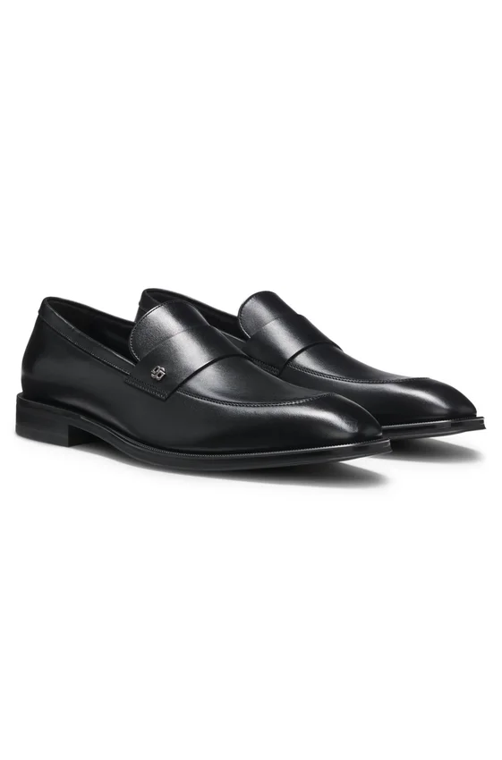Leather loafers with Double B monogram trim Leather loafers with Double B monogram trim