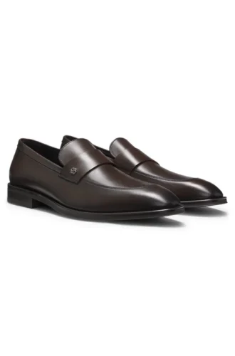 Leather loafers with Double B monogram trim