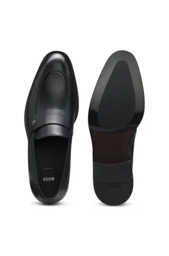 Leather loafers with Double B monogram trim