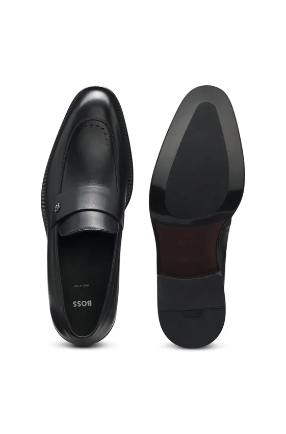 Leather loafers with Double B monogram trim Leather loafers with Double B monogram trim
