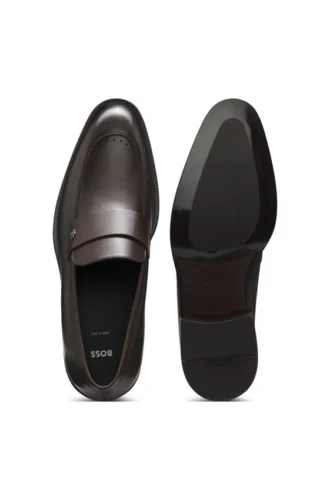 Leather loafers with Double B monogram trim