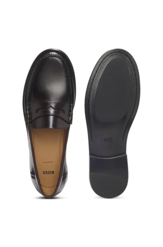 Leather loafers with penny trim