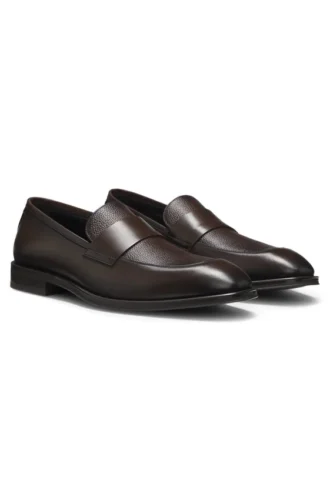 Leather loafers with plain penny trim Leather loafers with plain penny trim