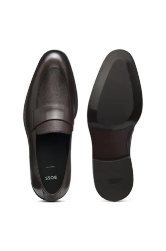 Leather loafers with plain penny trim Leather loafers with plain penny trim