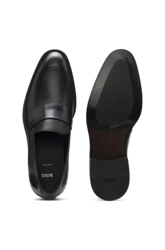 Leather loafers with plain penny trim