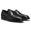 Leather loafers with woven vamp