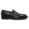 Leather loafers with woven vamp
