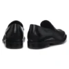 Leather loafers with woven vamp