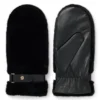 Leather mittens with faux-fur trim