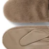 Leather mittens with faux-fur trim