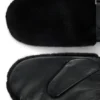 Leather mittens with faux-fur trim