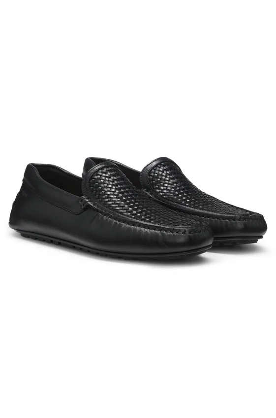 Leather moccasins with woven vamp Leather moccasins with woven vamp