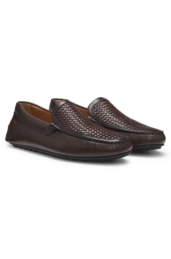 Leather moccasins with woven vamp Leather moccasins with woven vamp