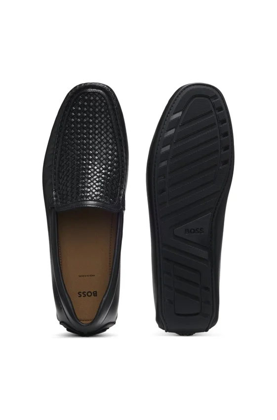 Leather moccasins with woven vamp Leather moccasins with woven vamp