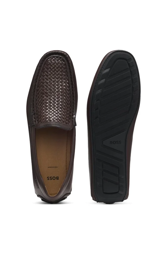 Leather moccasins with woven vamp Leather moccasins with woven vamp