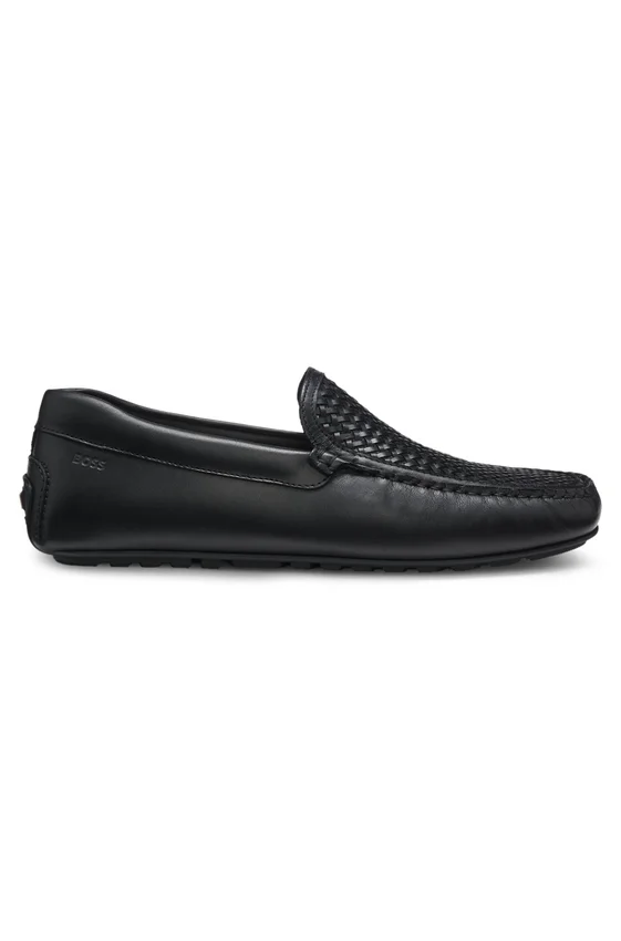 Leather moccasins with woven vamp Leather moccasins with woven vamp