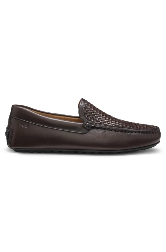 Leather moccasins with woven vamp Leather moccasins with woven vamp