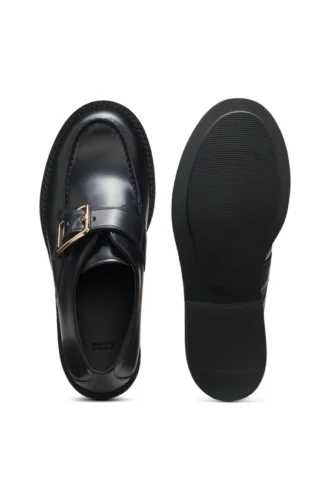 Leather monk shoes with buckled strap