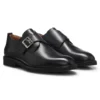 Leather monk-strap shoes with brogue detailing