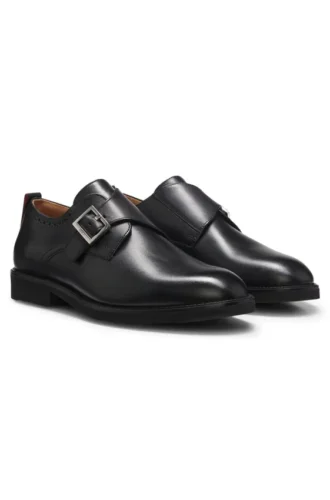 Leather monk-strap shoes with brogue detailing Leather monk-strap shoes with brogue detailing