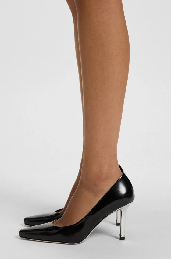 Leather pumps with silver-tone heel Leather pumps with silver-tone heel