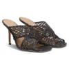 Leather sandals with woven uppers