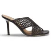 Leather sandals with woven uppers