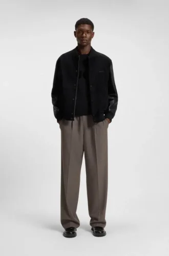 Leather-sleeve jacket in suede
