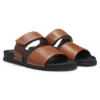 Leather slides with riptape strap