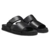 Leather slides with riptape strap