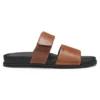Leather slides with riptape strap