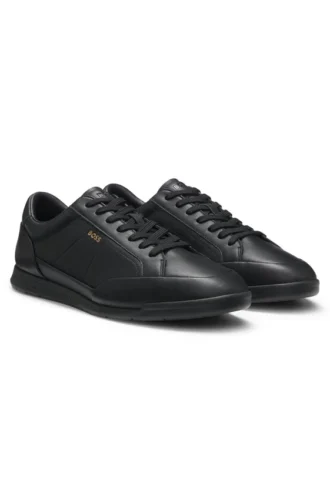 Leather sneakers with foil logo