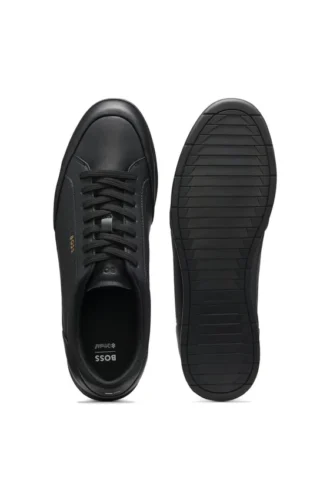 Leather sneakers with foil logo