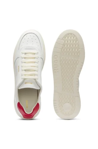 Leather sneakers with gold-tone logo