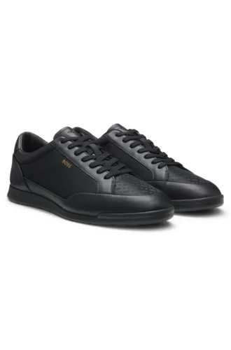 Leather sneakers with monogram paneling