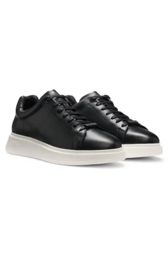 Leather sneakers with rubber outsole