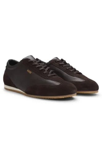 Leather sneakers with suede trims