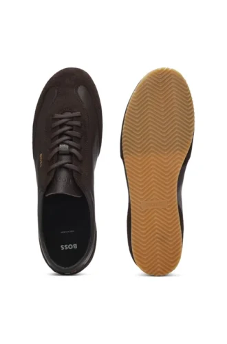 Leather sneakers with suede trims