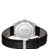 Leather-strap watch with black dial