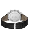 Leather-strap watch with black dial