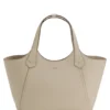 Leather tote bag with metallic logo lettering Leather tote bag with metallic logo lettering