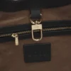 Leather tote bag with metallic logo lettering