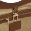 Leather tote bag with metallic logo lettering