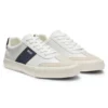 Leather-trim trainers in faux leather