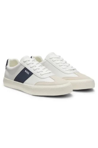 Leather-trim trainers in faux leather Leather-trim trainers in faux leather