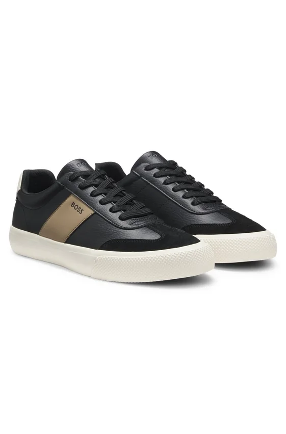 Leather-trim trainers in faux leather Leather-trim trainers in faux leather