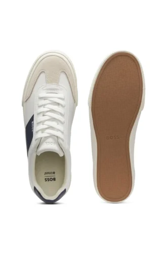 Leather-trim trainers in faux leather Leather-trim trainers in faux leather