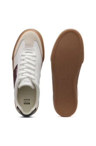 Leather-trim trainers in faux leather