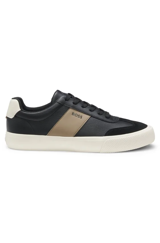 Leather-trim trainers in faux leather Leather-trim trainers in faux leather